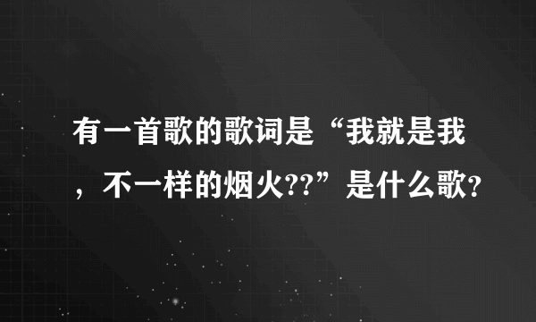 有一首歌的歌词是“我就是我，不一样的烟火??”是什么歌？