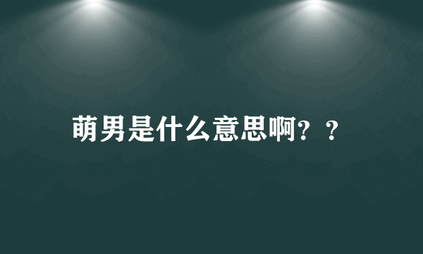 萌男是什么意思啊？？