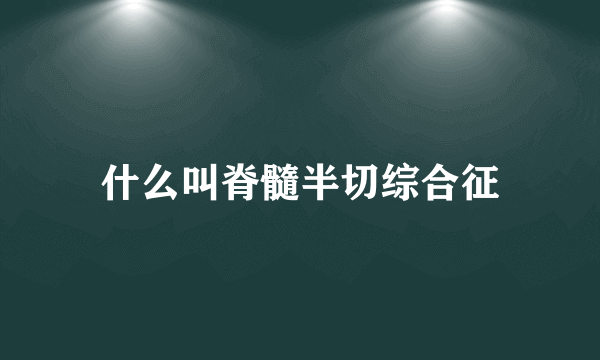 什么叫脊髓半切综合征