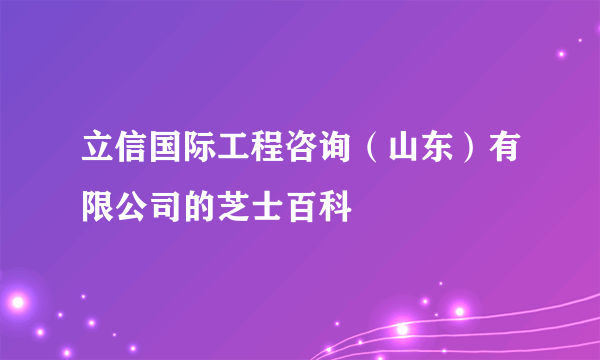 立信国际工程咨询（山东）有限公司的芝士百科