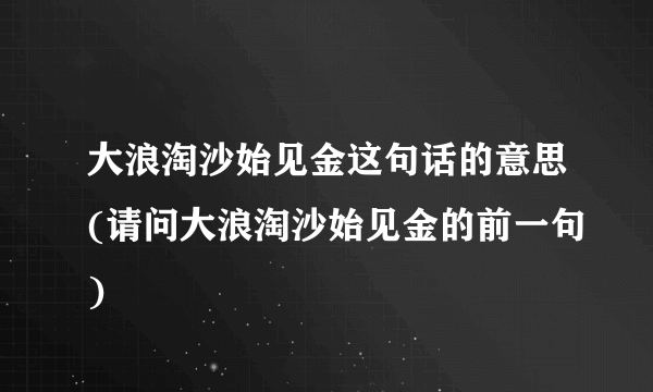 大浪淘沙始见金这句话的意思(请问大浪淘沙始见金的前一句)