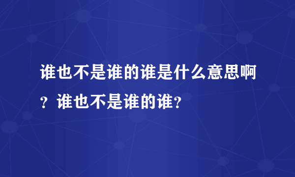 谁也不是谁的谁是什么意思啊？谁也不是谁的谁？