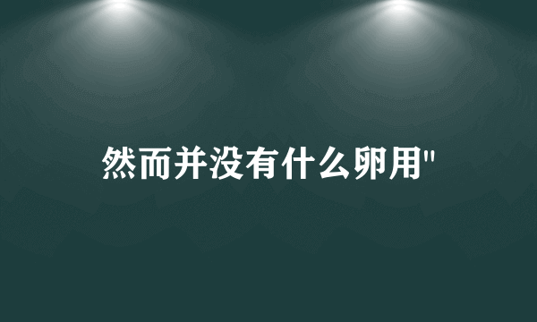 然而并没有什么卵用