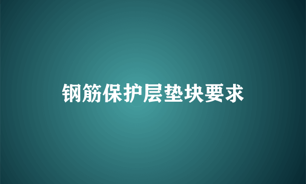 钢筋保护层垫块要求