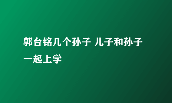 郭台铭几个孙子 儿子和孙子一起上学