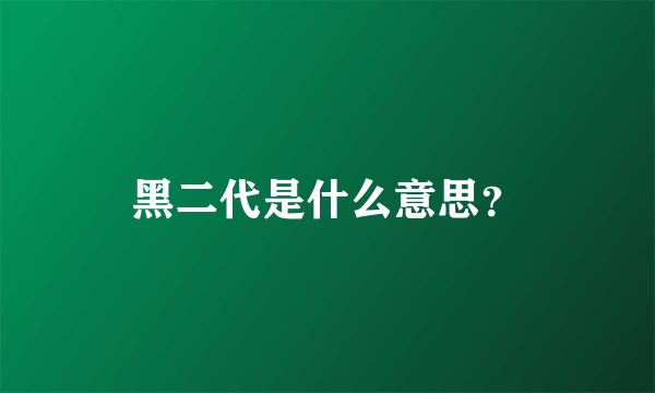 黑二代是什么意思？