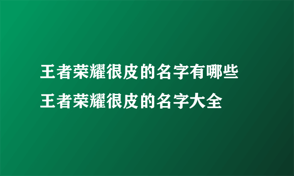 王者荣耀很皮的名字有哪些 王者荣耀很皮的名字大全