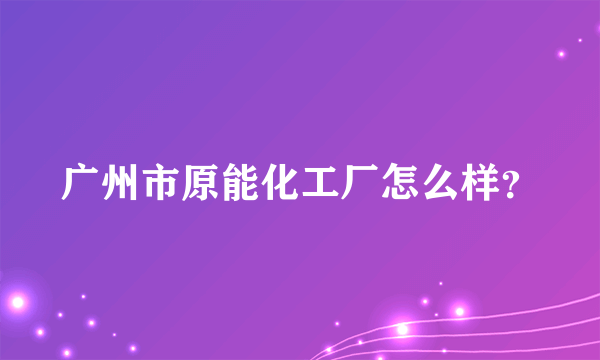 广州市原能化工厂怎么样？