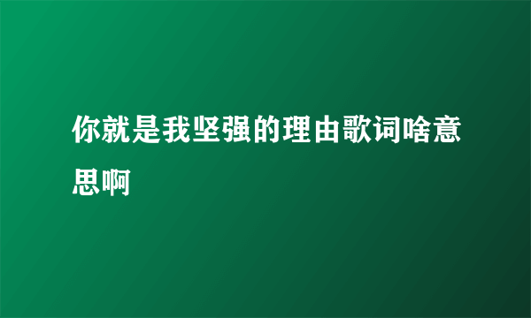 你就是我坚强的理由歌词啥意思啊