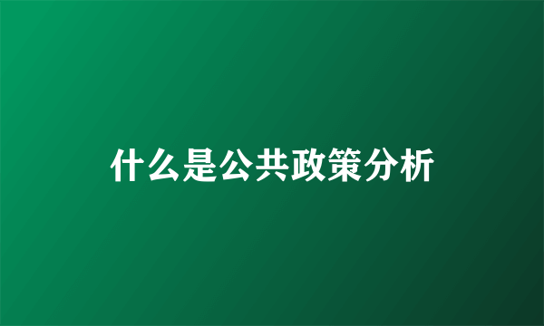 什么是公共政策分析