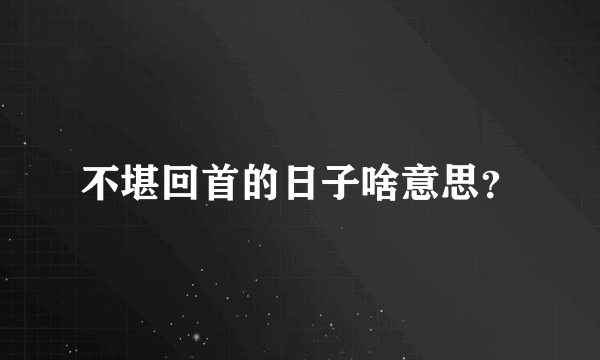 不堪回首的日子啥意思？