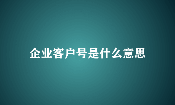 企业客户号是什么意思