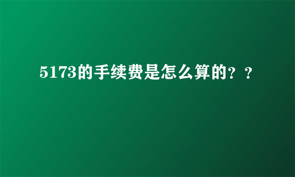 5173的手续费是怎么算的？？