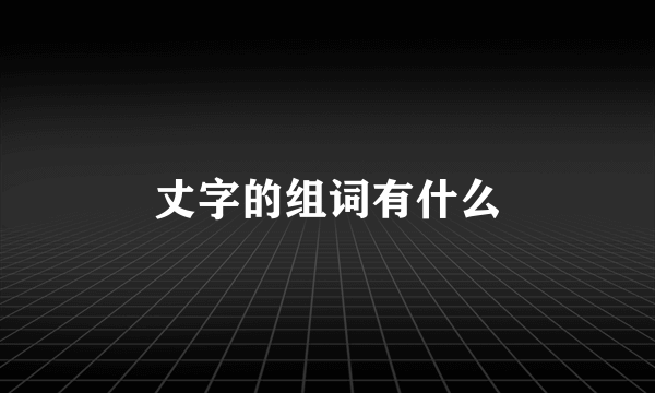 丈字的组词有什么