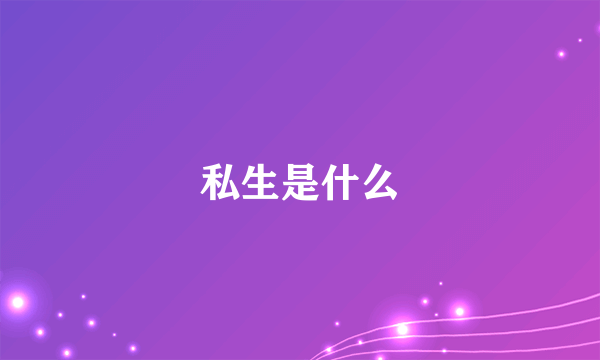 私生是什么