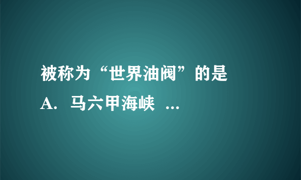 被称为“世界油阀”的是     A．马六甲海峡  B．苏伊士运河    C．霍尔木兹海峡  D．麦哲伦海峡