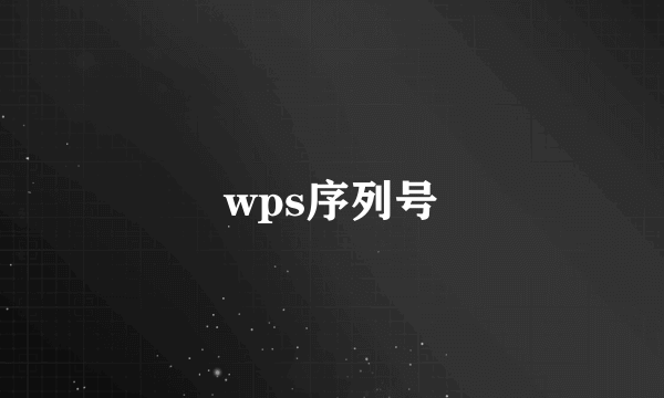 wps序列号