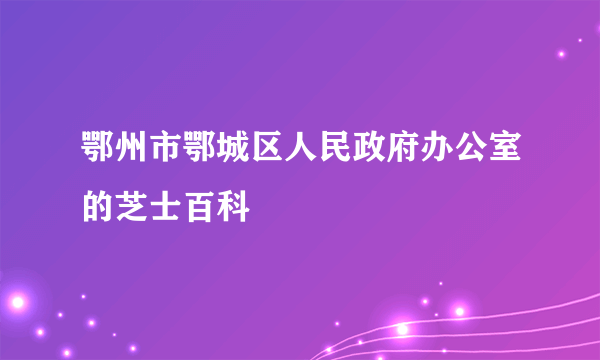 鄂州市鄂城区人民政府办公室的芝士百科