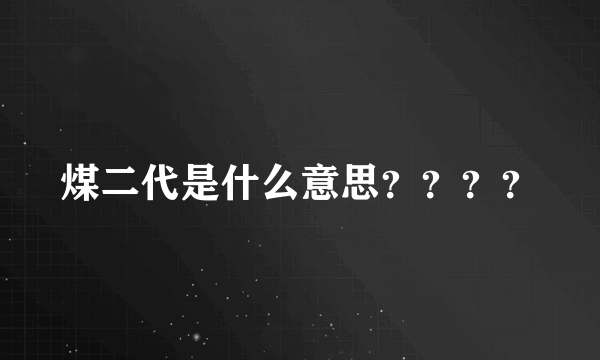 煤二代是什么意思？？？？