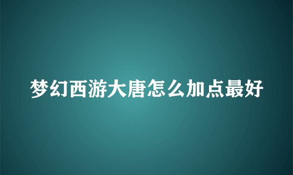 梦幻西游大唐怎么加点最好