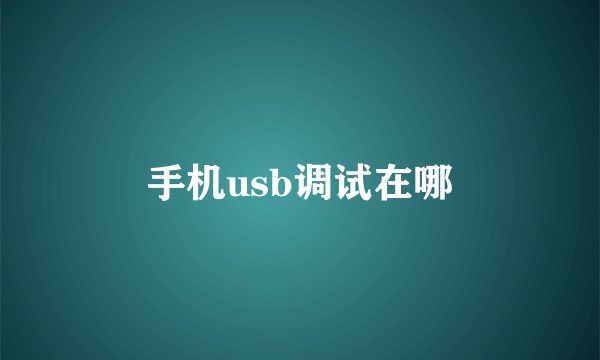 手机usb调试在哪