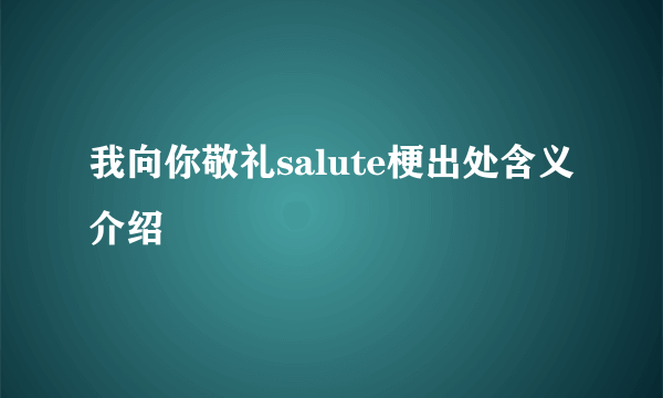 我向你敬礼salute梗出处含义介绍