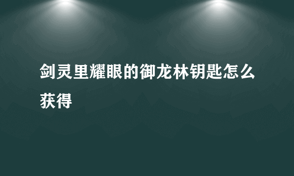 剑灵里耀眼的御龙林钥匙怎么获得