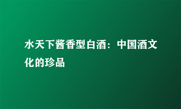 水天下酱香型白酒：中国酒文化的珍品