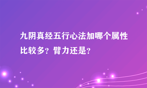 九阴真经五行心法加哪个属性比较多？臂力还是？