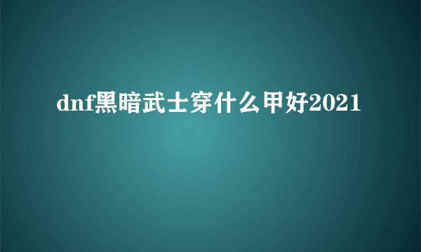 dnf黑暗武士穿什么甲好2021