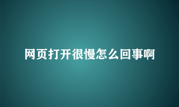 网页打开很慢怎么回事啊