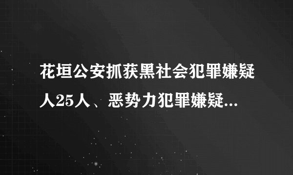 花垣公安抓获黑社会犯罪嫌疑人25人、恶势力犯罪嫌疑人18人！