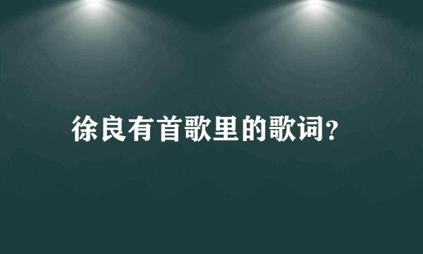 徐良有首歌里的歌词？