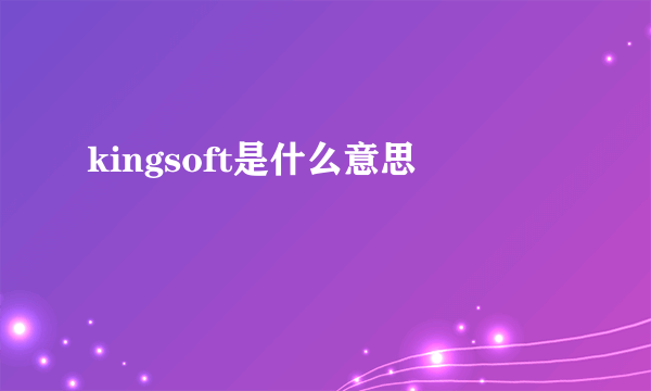 kingsoft是什么意思