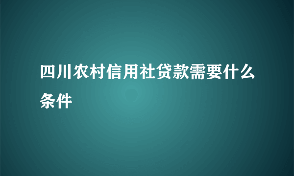 四川农村信用社贷款需要什么条件