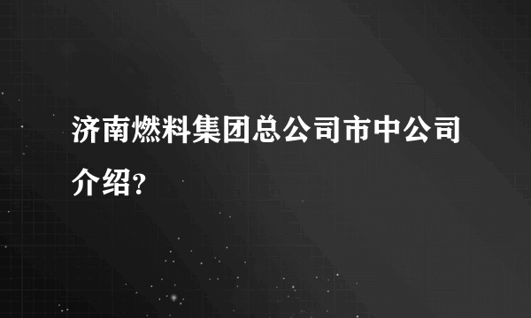 济南燃料集团总公司市中公司介绍？