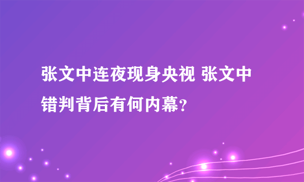 张文中连夜现身央视 张文中错判背后有何内幕？