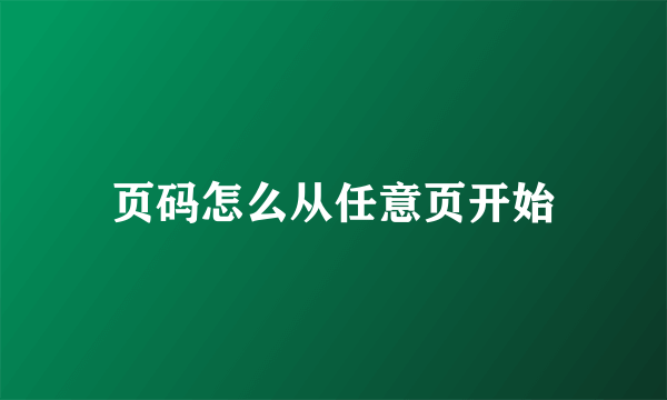 页码怎么从任意页开始