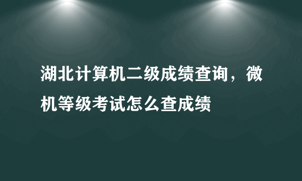 湖北计算机二级成绩查询，微机等级考试怎么查成绩