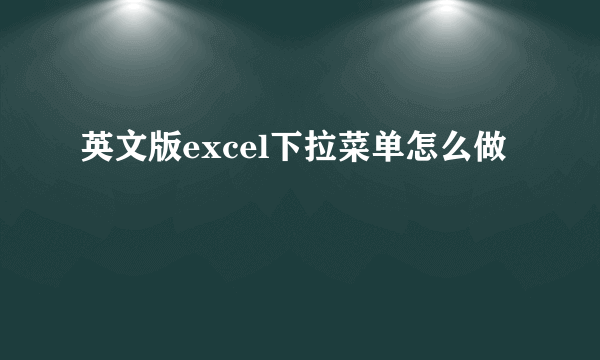 英文版excel下拉菜单怎么做