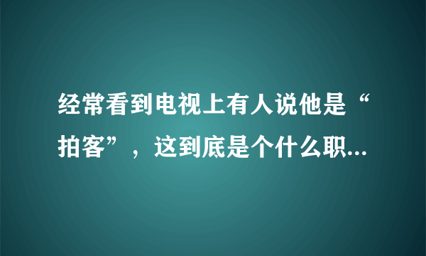 经常看到电视上有人说他是“拍客”，这到底是个什么职业？他们的收入好象还挺高的，到底是怎么一回事？