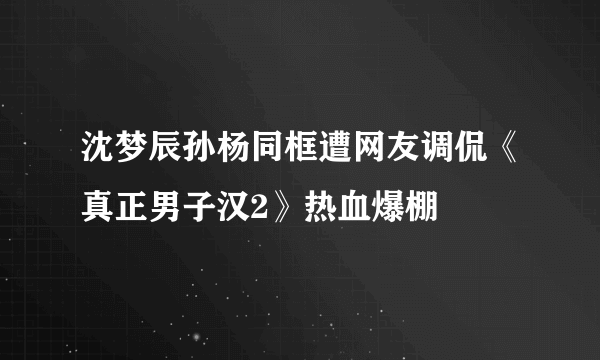 沈梦辰孙杨同框遭网友调侃《真正男子汉2》热血爆棚