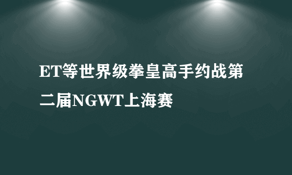 ET等世界级拳皇高手约战第二届NGWT上海赛