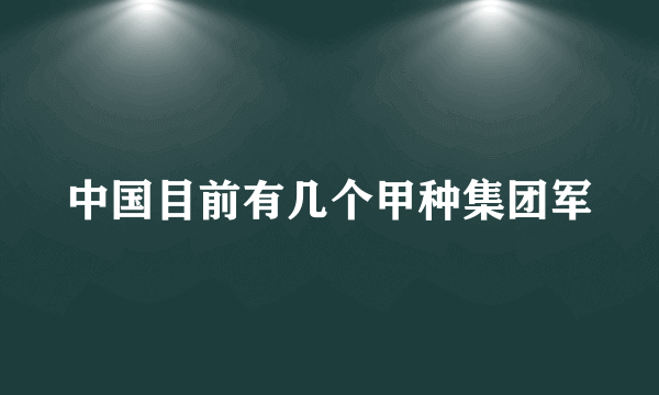 中国目前有几个甲种集团军