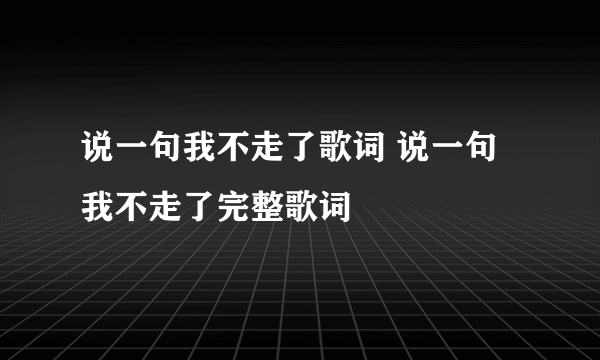 说一句我不走了歌词 说一句我不走了完整歌词