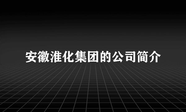 安徽淮化集团的公司简介