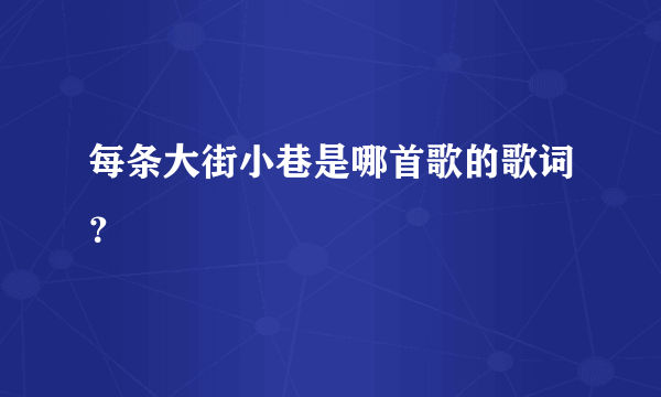 每条大街小巷是哪首歌的歌词？