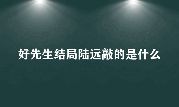 好先生结局陆远敲的是什么