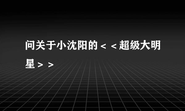 问关于小沈阳的＜＜超级大明星＞＞