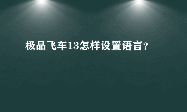 极品飞车13怎样设置语言？